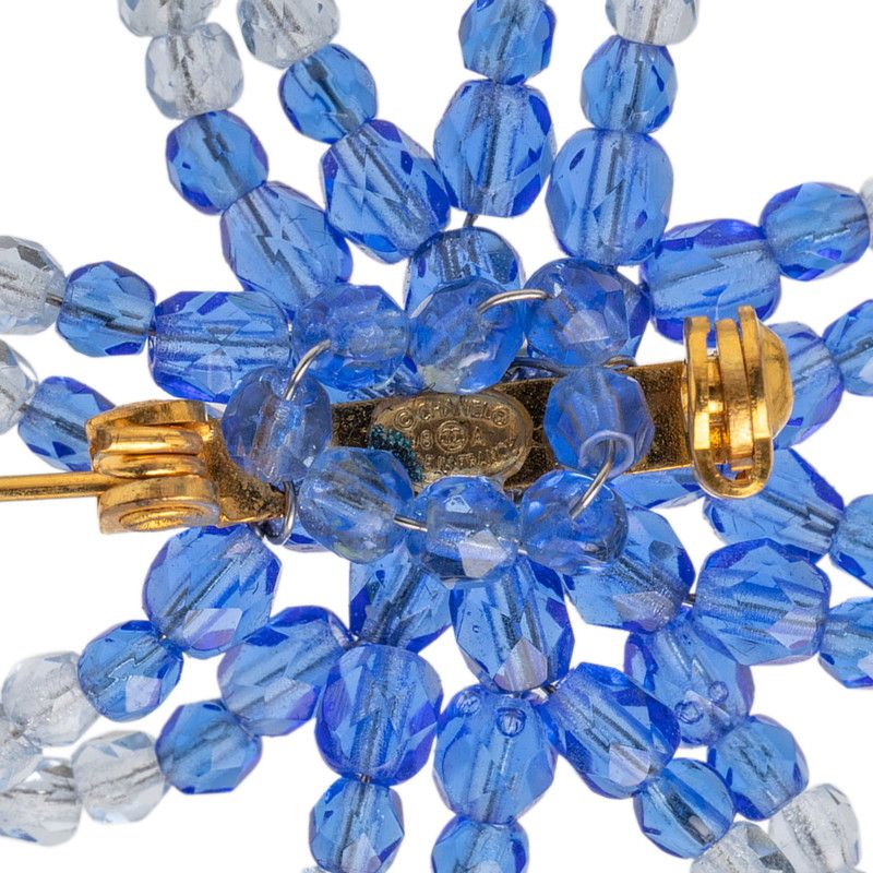 Chanel Snowflake Crystal Motif Blue Multicolor Beads Brooch
