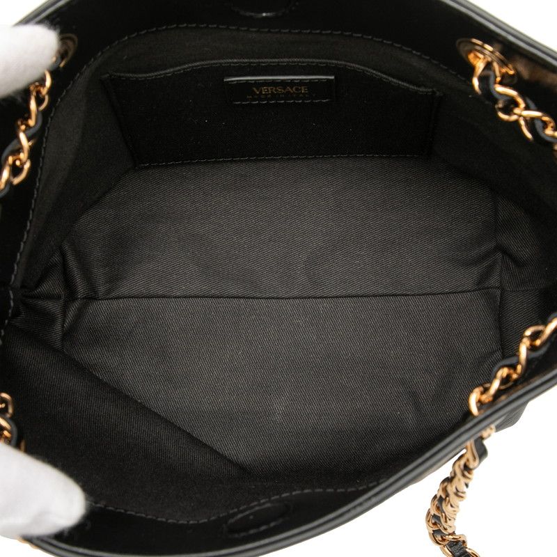 Versace Medusa Chain Handbag Black Leather