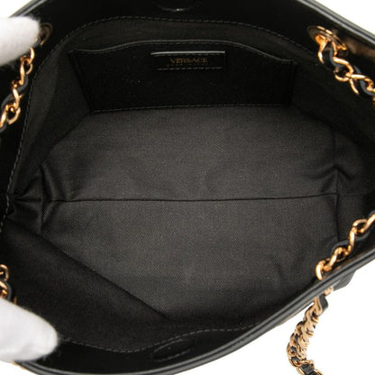 Versace Medusa Chain Handbag Black Leather