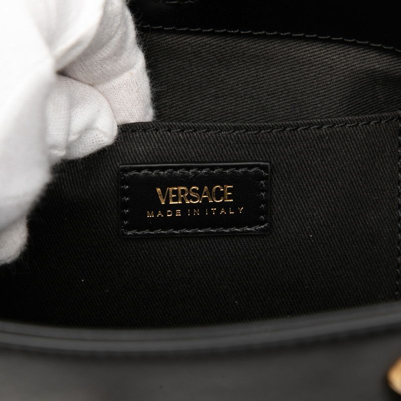 Versace Medusa Chain Handbag Black Leather