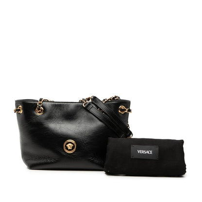 Versace Medusa Chain Handbag Black Leather