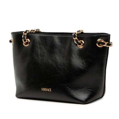 Versace Medusa Chain Handbag Black Leather