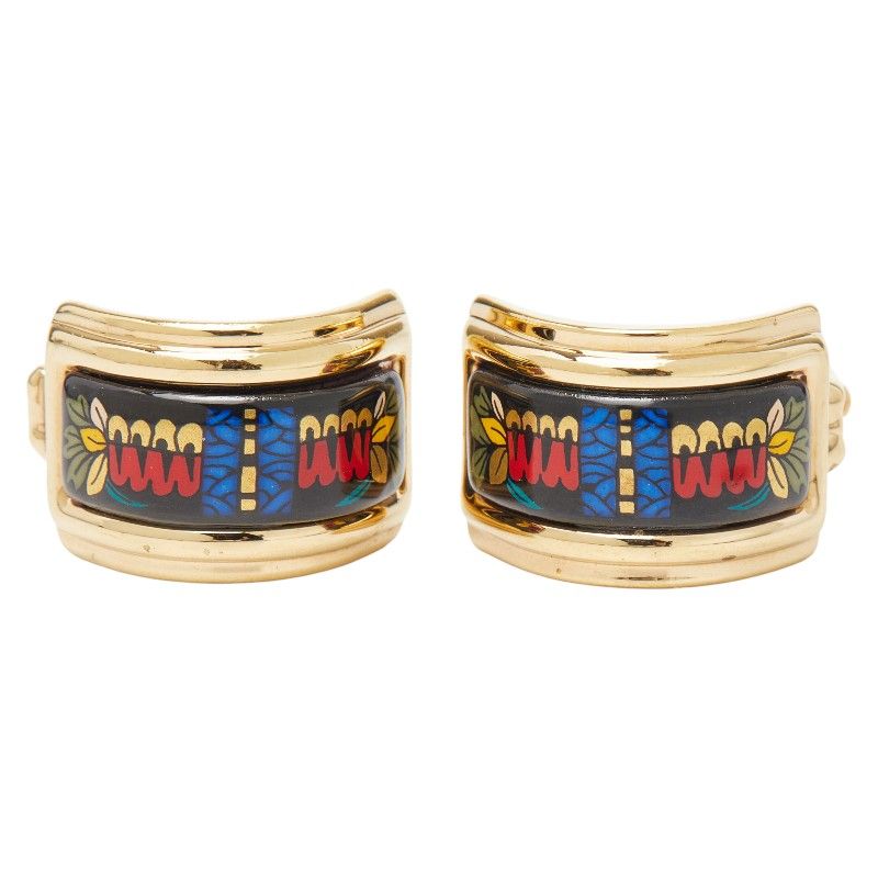 Hermes Enamel Gold Multicolor Plated Ring