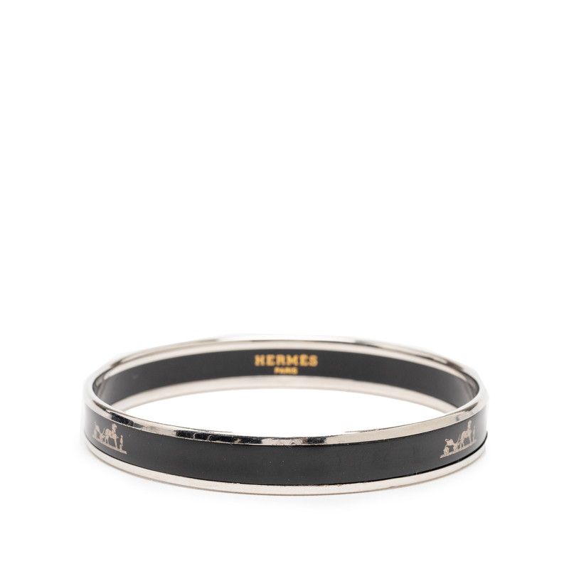 Hermes Enamel PM Silver Black Plated Silver - Black
