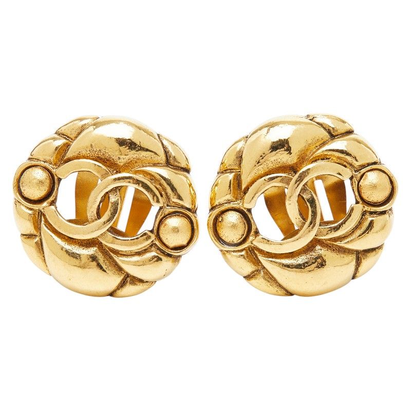 Chanel CC Logo Vintage Gold Plated Ring
