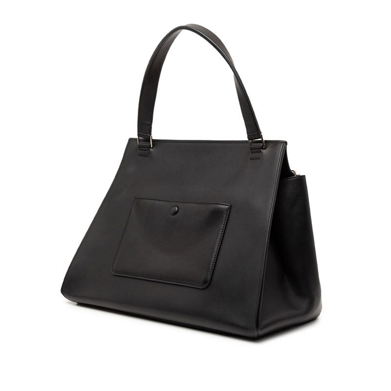 Celine Edge Black Red Leather Calf Hair Tote