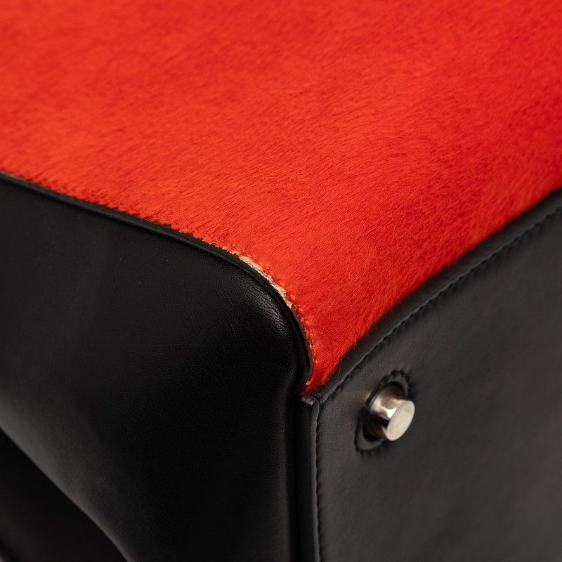 Celine Edge Black Red Leather Calf Hair Tote