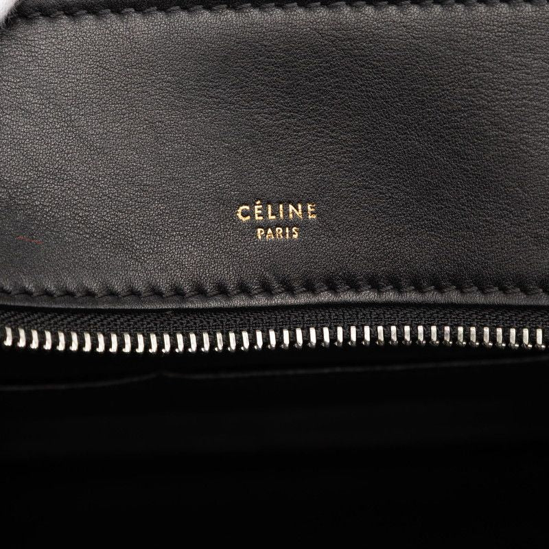 Celine Edge Black Red Leather Calf Hair Tote