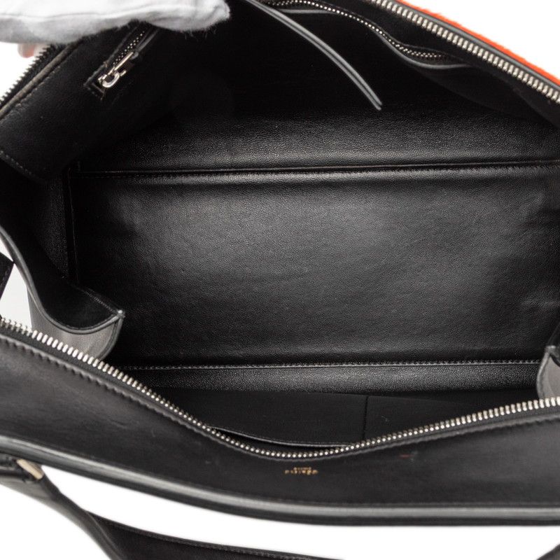 Celine Edge Black Red Leather Calf Hair Tote