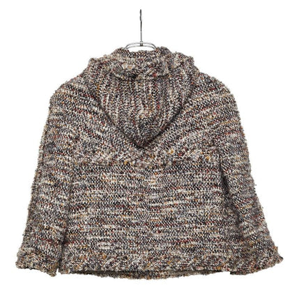 Chanel Tweed Zip Up Hoodie 38 Brown Multicolor
