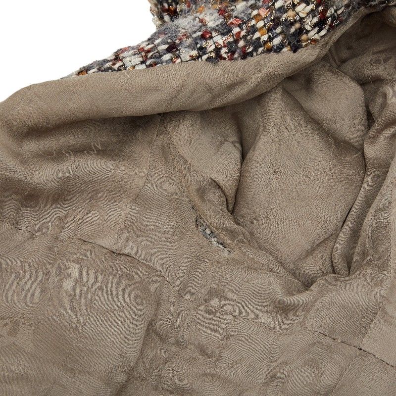Chanel Tweed Zip Up Hoodie 38 Brown Multicolor