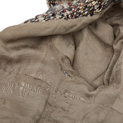 Chanel Tweed Zip Up Hoodie 38 Brown Multicolor