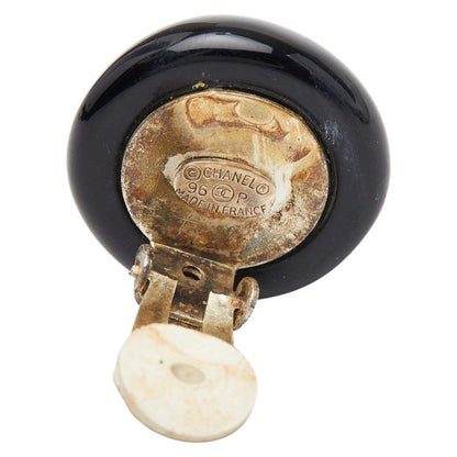 Chanel CC Logo Vintage Black Gold Enamel Plated Ring