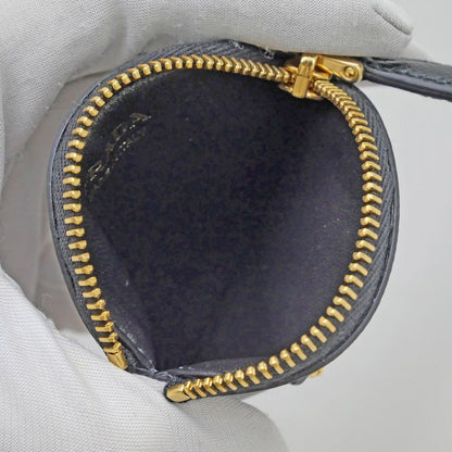 Prada Saffiano Triangle Coin Case Round Nero 006 Gold
