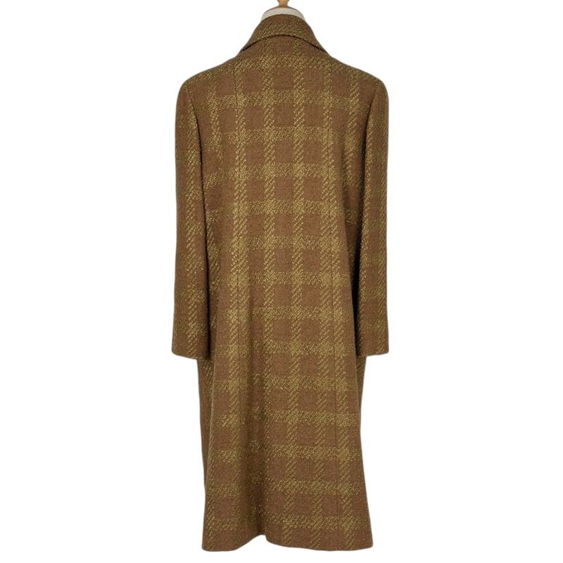 Chanel CC Logo Button Tweed Coat Long Wool Acrylic