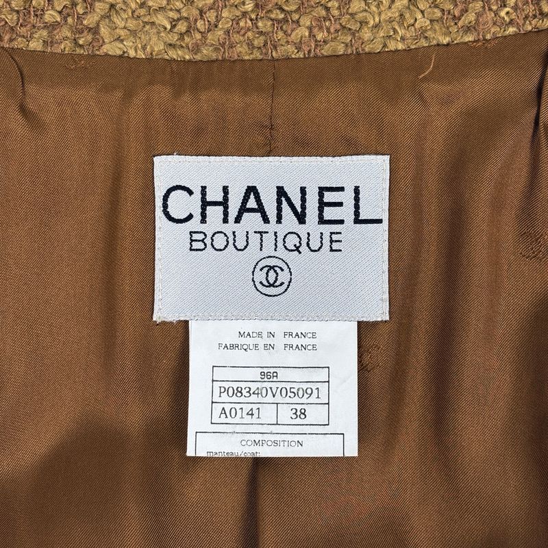 Chanel CC Logo Button Tweed Coat Long Wool Acrylic