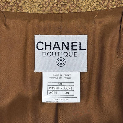 Chanel CC Logo Button Tweed Coat Long Wool Acrylic