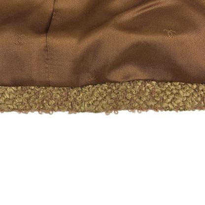 Chanel CC Logo Button Tweed Coat Long Wool Acrylic