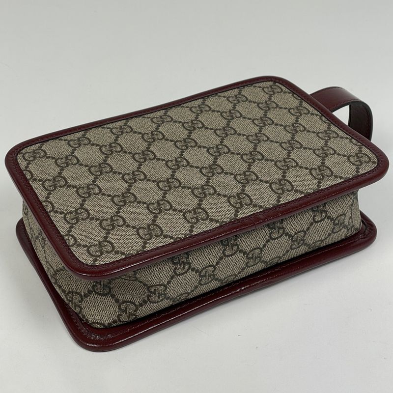 Gucci Interlocking Travel Case Second Bag GG Supreme Beige Red