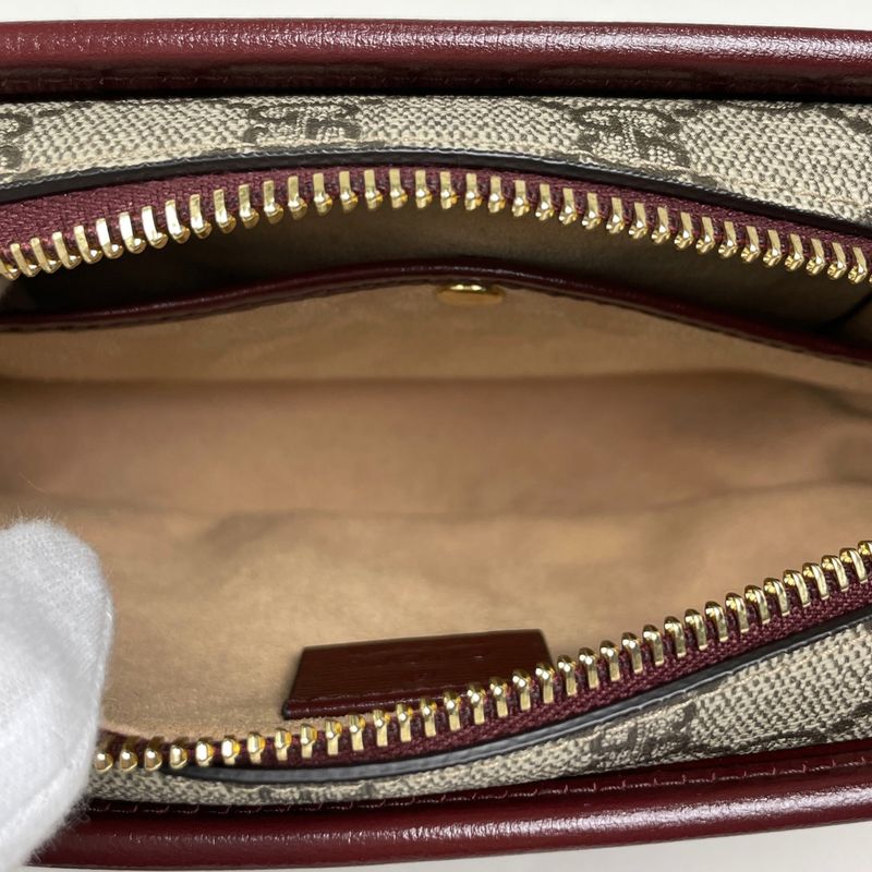 Gucci Interlocking Travel Case Second Bag GG Supreme Beige Red