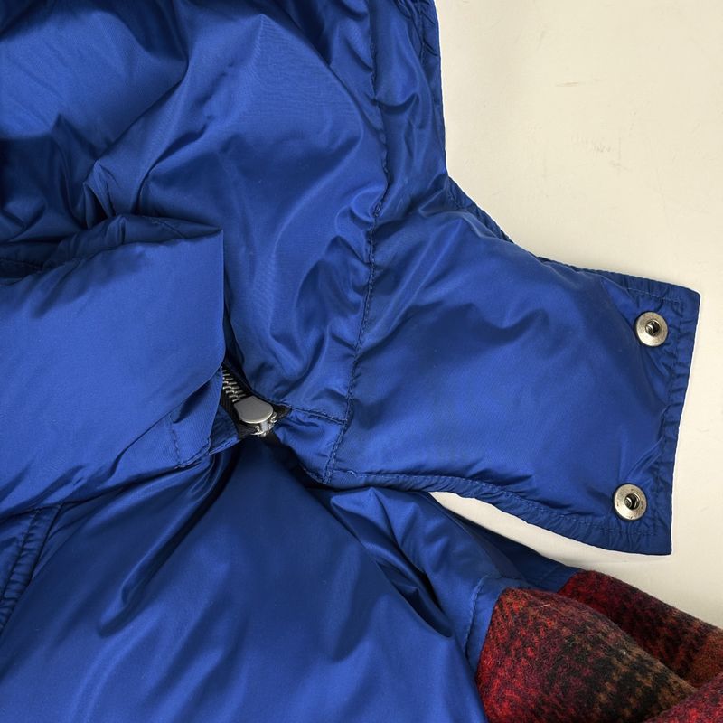 Gucci Patch Logo Down Jacket Cut Replacement Hooded Zip Up Blue - Red