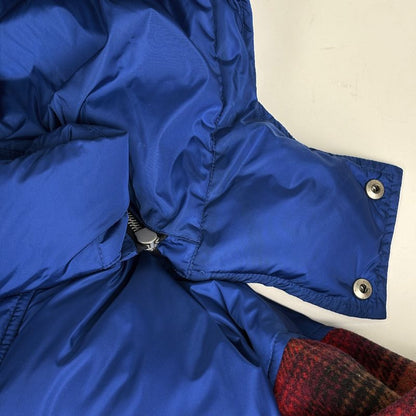 Gucci Patch Logo Down Jacket Cut Replacement Hooded Zip Up Blue - Red