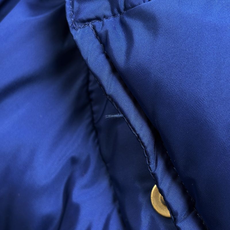 Gucci Patch Logo Down Jacket Cut Replacement Hooded Zip Up Blue - Red