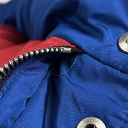 Gucci Patch Logo Down Jacket Cut Replacement Hooded Zip Up Blue - Red
