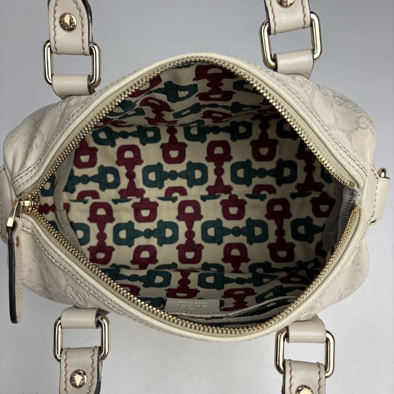 Gucci Guccissima Handbag Mini Boston Leather Ivory