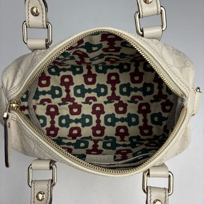 Gucci Guccissima Handbag Mini Boston Leather Ivory