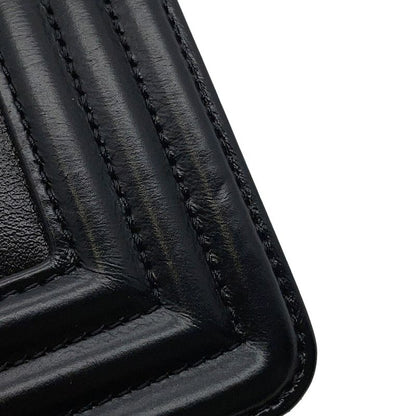 Chanel Chain Shoulder Bag Boy Striped Leather Black