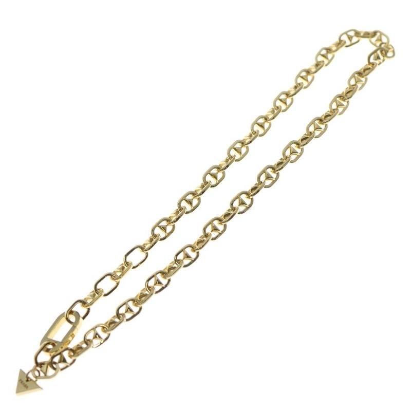 Prada Triangle Logo Necklace Pendant Chain Gold