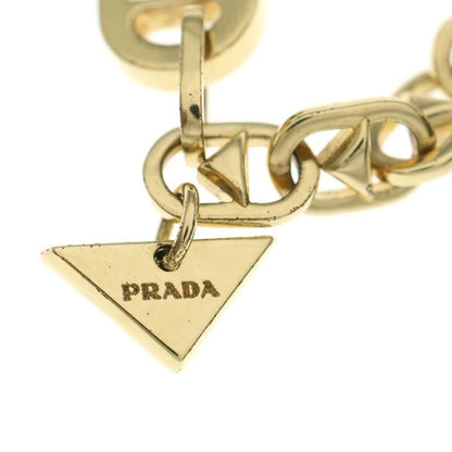 Prada Triangle Logo Necklace Pendant Chain Gold