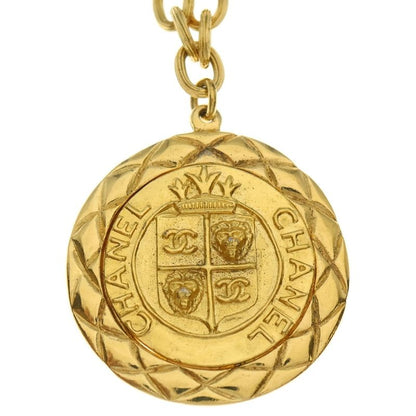 Chanel CC Logo Medallion Necklace Gold Vintage Pendant