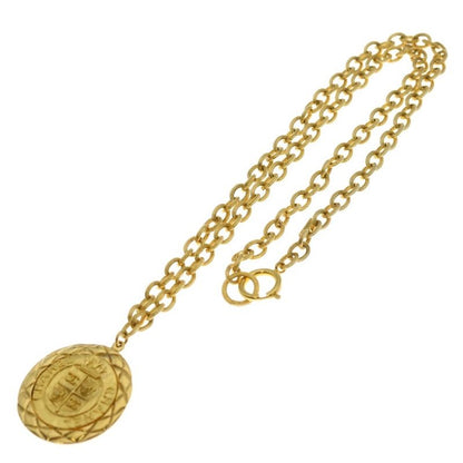 Chanel CC Logo Medallion Necklace Gold Vintage Pendant