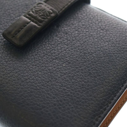 Loewe Vertical Compact Wallet Bifold Navy Black Leather Silver Navy- Black