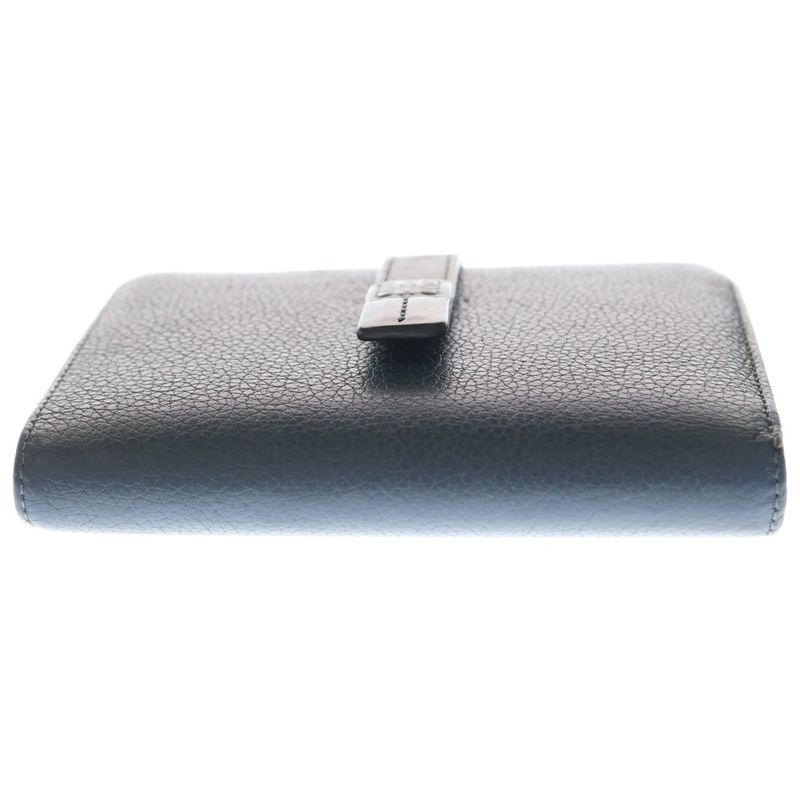 Loewe Vertical Compact Wallet Bifold Navy Black Leather Silver Navy- Black