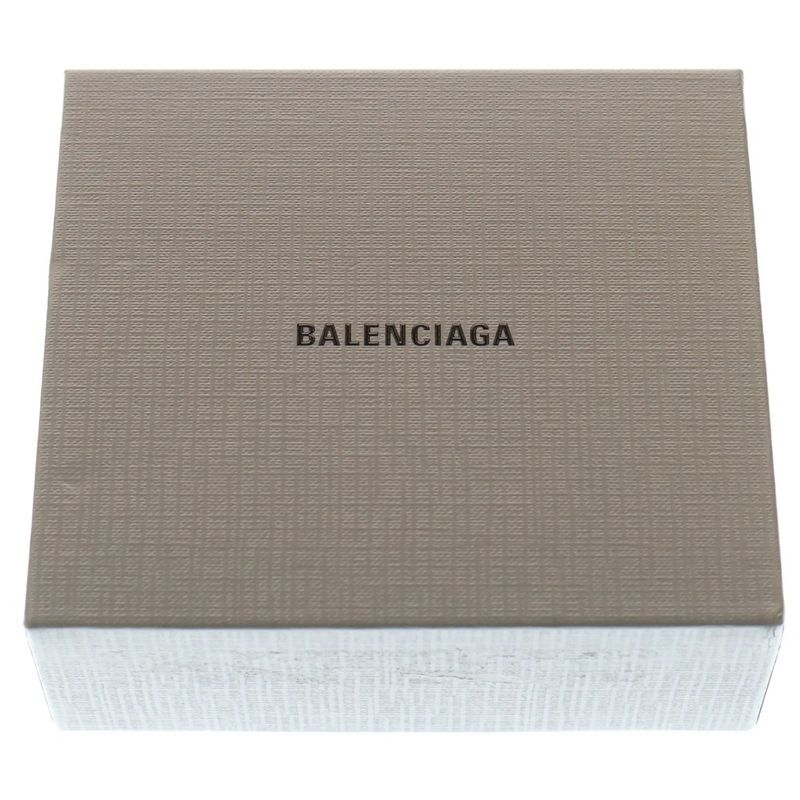 Balenciaga BB Monogram Wallet Logo Embossed Mini Silver