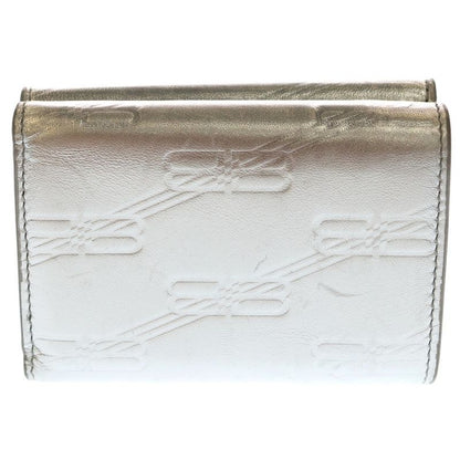 Balenciaga BB Monogram Wallet Logo Embossed Mini Silver