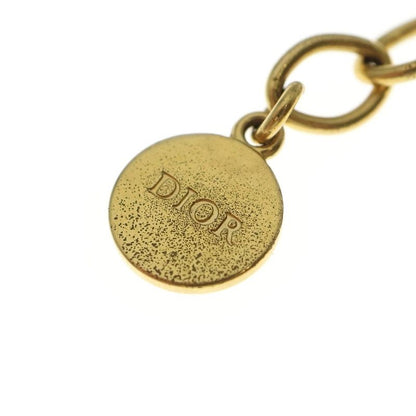 Dior CD Logo Pearl Double Chain Necklace Pendant Gold