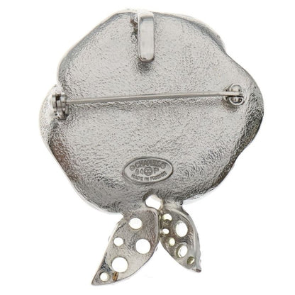 Chanel Camellia Brooch Pin Badge Pink Beige Silver