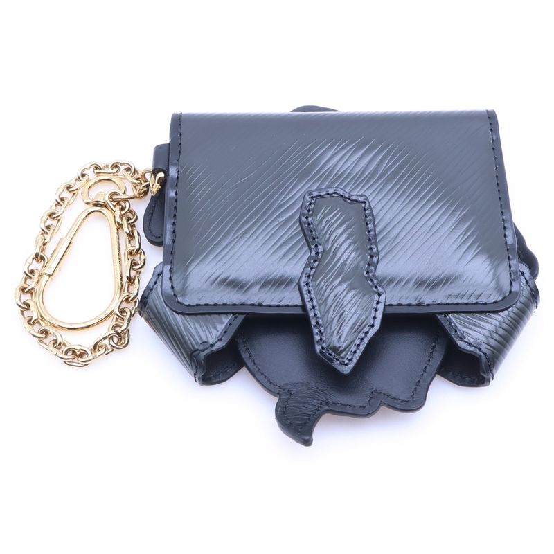 Louis Vuitton Epi Catgram Bifold Wallet Charm Key Holder Black Leather