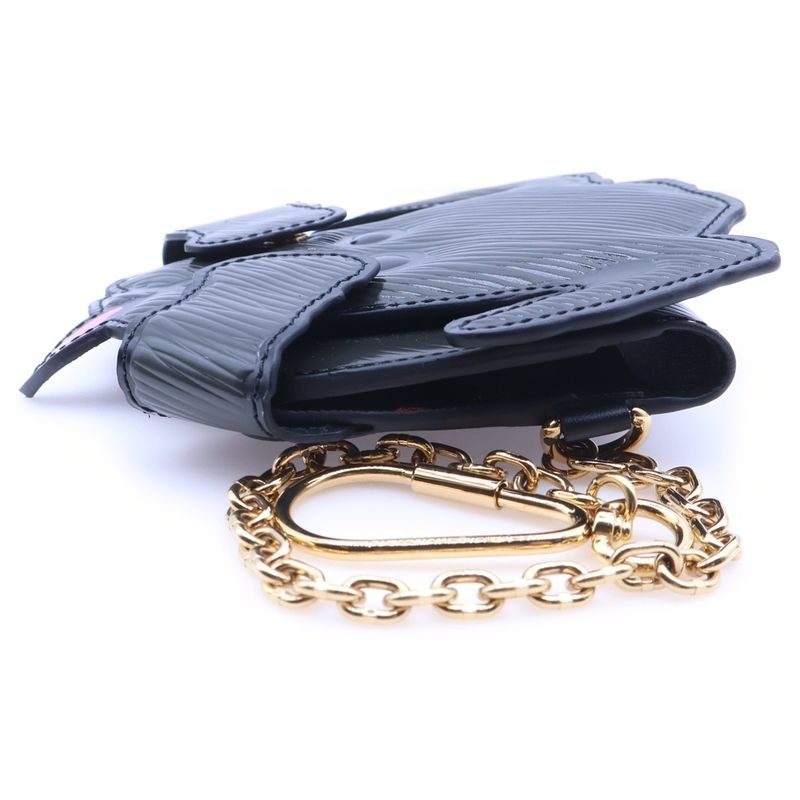 Louis Vuitton Epi Catgram Bifold Wallet Charm Key Holder Black Leather
