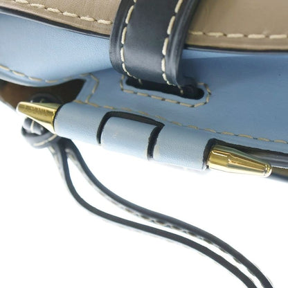 Loewe Gate Dual Small Shoulder Bag Sand Blue Leather Gold Greige Navy