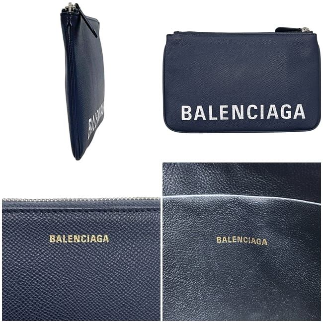 Balenciaga Pouch Navy Leather