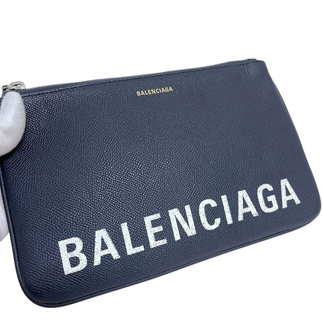 Balenciaga Pouch Navy Leather