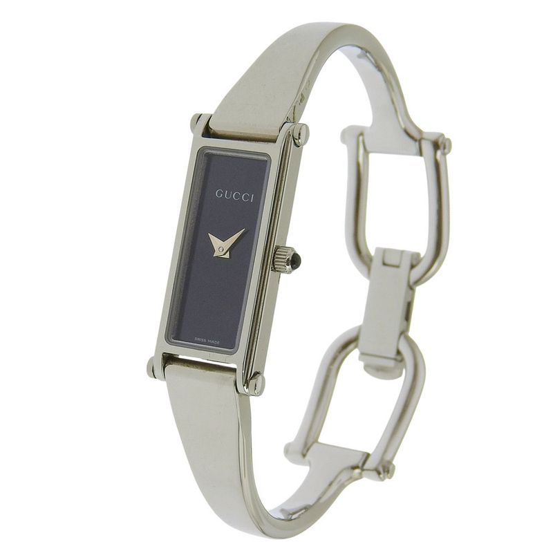 Gucci Stainless Steel Quartz Analog Display Black Dial Watch
