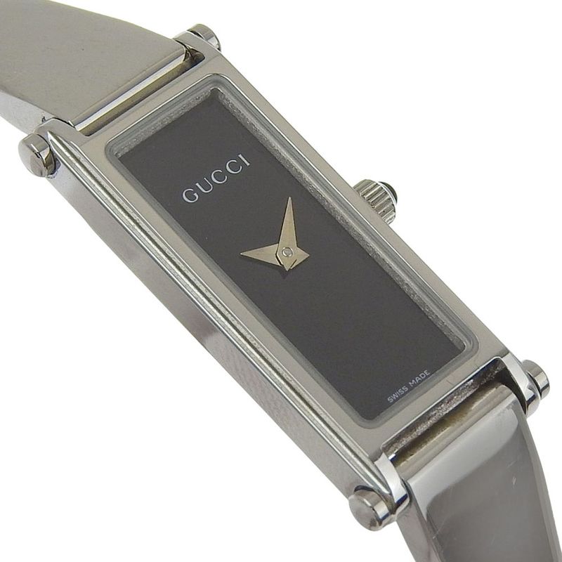 Gucci Stainless Steel Quartz Analog Display Black Dial Watch