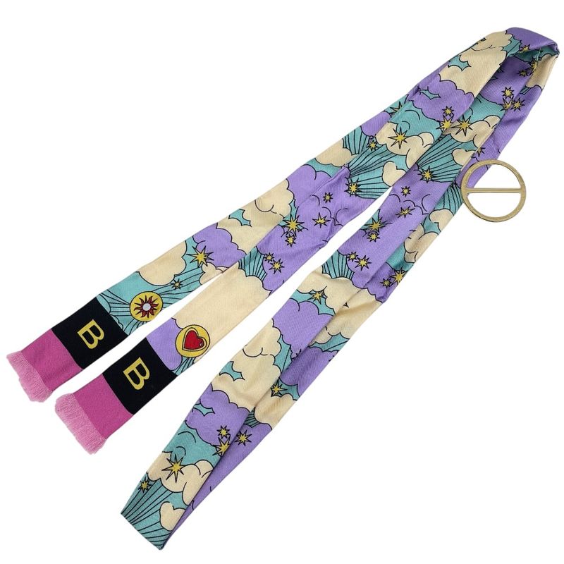 Bvlgari Scarf Twill Ribbon with Ring Allover Logo Purple Multicolor
