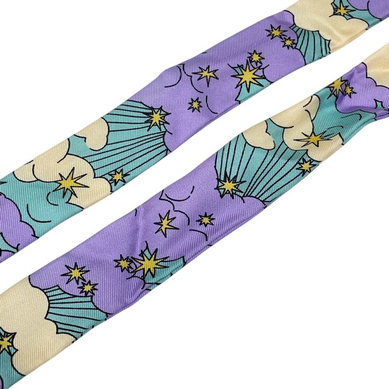 Bvlgari Scarf Twill Ribbon with Ring Allover Logo Purple Multicolor